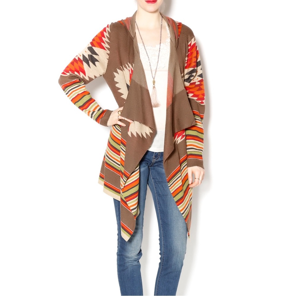 Tasha Polizzi Catalina southwestern aztec hooded cardigan